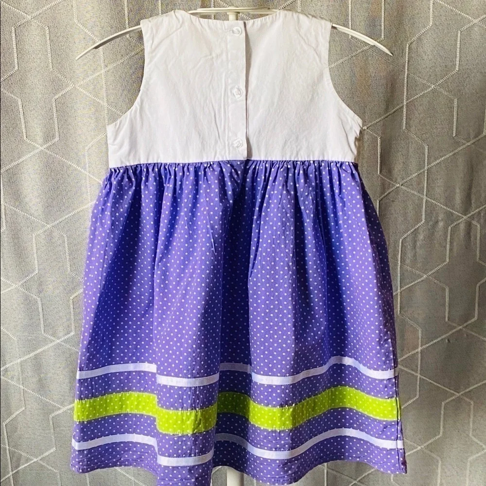TOFFEE APPLE-adorable purple and white polka dot dress, girls sz 5